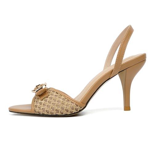Vertundy Women's Slingback Kitten Heels Low Heel Square Open Toe Sandal Heels Fahion Dressy Women Shoes