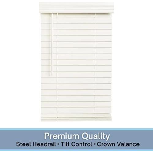 LOTUS & WINDOWARE Cordless 2-inchFaux Wood Blind 70 Wide x 48 Long,(Soft White-Antique White),Smooth, Room Darkening, Horizontal Blinds for Living Room, Bedroom, Interior Door Windows - 70 x 48,Sof