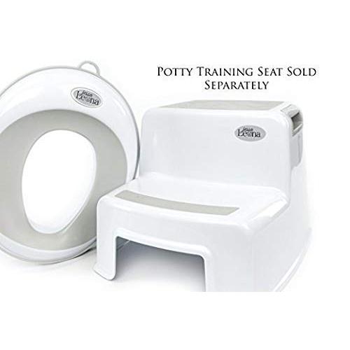 Dual Height 2 Step Stool for Kids | Slip Resistant Soft Grip Toddler's Stool for Potty Training and Use in The Bathroom or Kitchen | BPA Free for Comfort and Safety (1 Pack, White and Grey)