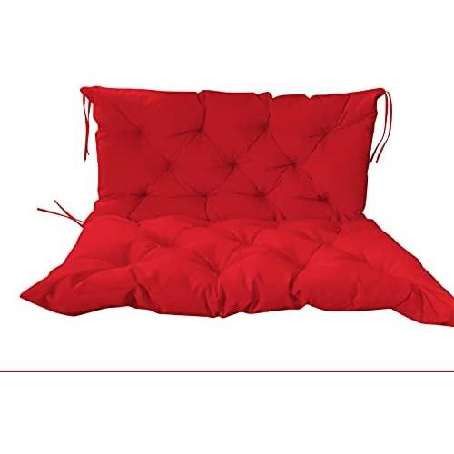 Size Large Color Red Outdoor Bench Cushion 10cm Thick - Soft Seat Pad with Straps for Garden, Patio, Swing Chairs & Recliners - 100x100x10cm Black - Indoor/Outdoor Use