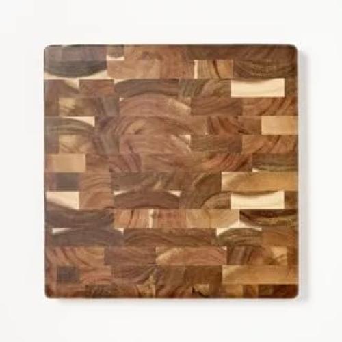 Figmint End Grain Acacia Wood Cutting Board Natural - 14x14