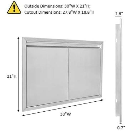 JIE JIN BBQ Access Door 30 W X 21 H Outdoor Kitchen Doors Double Doors Thickened 304 Stainless Steel Outdoor Kitchen Accessories Door for Indoor/Outdoor Kitchen Outdoor Cabinet BBQ Island