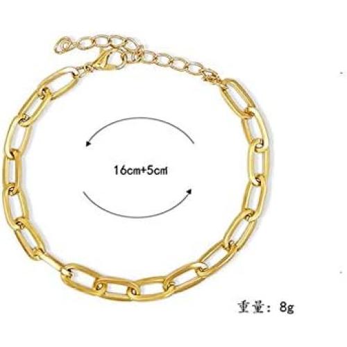 14K Gold Plated Paperclip Alloy Link Chain Choker Necklace Bracelet Earrings Set Punk Oval Dainty Chunky Chain Flat Link Costume Jewelry Set for Women Men Party Gifts Jewelry