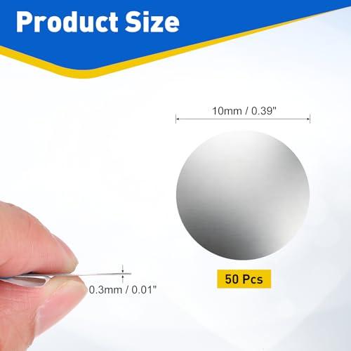 50pcs Adhesive Metal Plate for Phone Magnet (0.39 Inch) - Round Iron Stickers Universal Plates Sheets for Magnetic Car Mount Holders/Phone Case/Wall