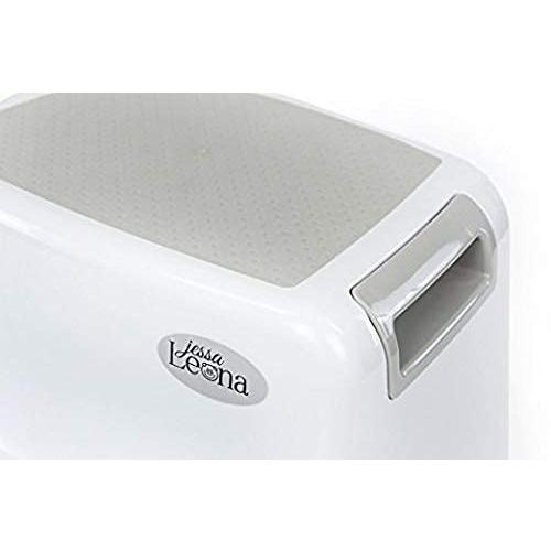 Dual Height 2 Step Stool for Kids | Slip Resistant Soft Grip Toddler's Stool for Potty Training and Use in The Bathroom or Kitchen | BPA Free for Comfort and Safety (1 Pack, White and Grey)