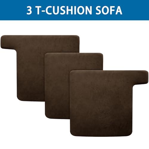 Leather Look Couch Cushion Covers - Sets of 3 Sofa Cushion Slipcovers (Dark Brown)