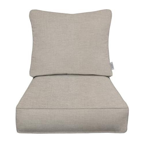 Deep Seating Cushion with Pillow Back | Seat | Water and Fade-Resistant Performance Fabric | Outdoor Chair Cushion Set for Patio Furniture | Cast Silver | Made in US