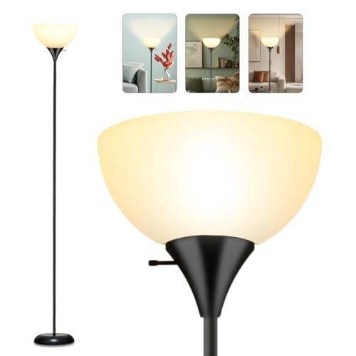 Color Black Standing Lamp, Led Floor Lamps for Living Room, Drop-Resistant White Lampshade, Rotary Switch, Industrial Metal Tall Lamp for Living Room Bedroom Study Office Kid’s Room