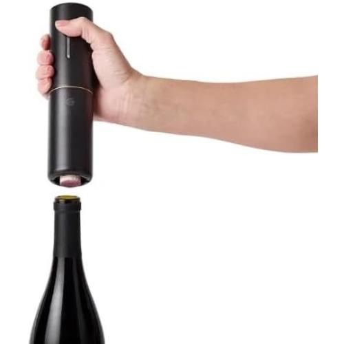 RBT 5-Piece Electric Wine Set with Automatic Corkscrew, Aerator, Foil Cutter, Vacuum Preserver, Charging Base, Black and Gold