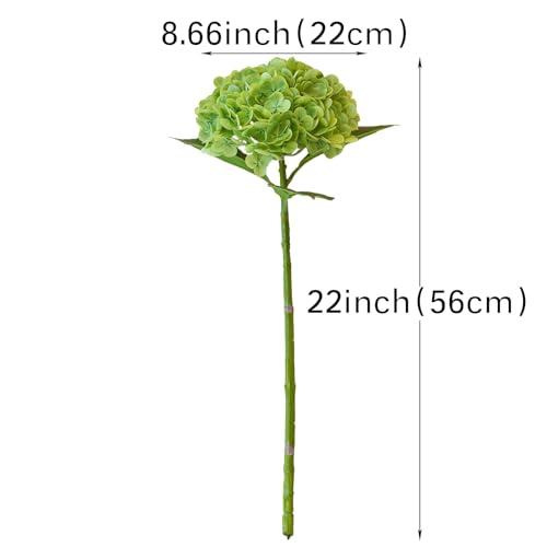 DUYONE 3Pcs Real Touch Hydrangea Artificial Flowers,Green 3Pcs