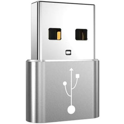 BoxWave Adapter Compatible with MatataStudio Nous AI Set - USB-A to C PortChanger (5-Pack), Type-C OTG Convert Charging Data Adapter - Metallic Silver