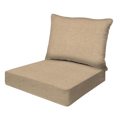 Outdoor Essentials Deep Seat, 24 x 24, Hampton Texture Neutral Chair Cushion for Patio Furniture
