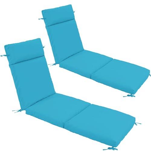 Chaise Lounge Cushion 80x26x3 Inch – Set of 2 Outdoor Lounge Chair Cushions, Lounger Pad Replacement with Fade-Resistant, Removable & Machine-Washable Covers, Ideal for Patio Chaise Chairs, Teal