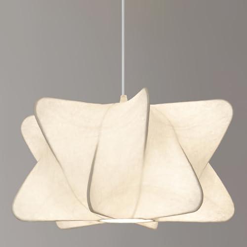 19.7 Inch Large Silk Pendant Light, White Single Head Chandelier Lights Coastal Hanging Llight Fixtures for Living Room Dining Room Bedroom Restaurant Office