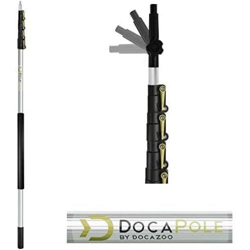 DOCA Telescoping Pole 7-30 Ft - Extension Pole for Cleaning, Feather Duster, Window Washing Kit, Paint Roller, Window Squeegee - High Reach Extendable Kit for Indoor & Outdoor - Feather Duster