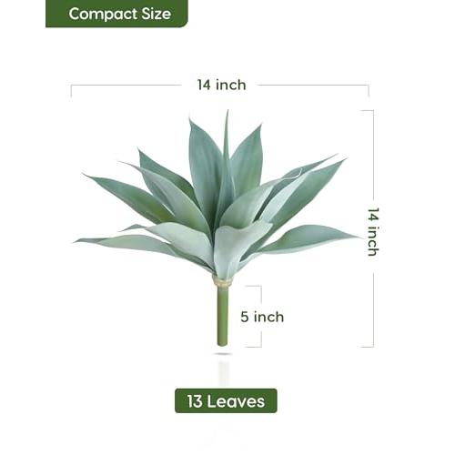 Velener Artificial Agave Plant Set,14 Inch (Blue)