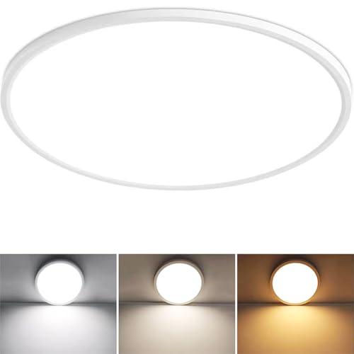 White 24 Upgraded Flush Mount Ceiling Light, 56W 5600 lm Ceiling Light Fixture with 3 CCT Selectable 3000K/4000K/ 6500K, Slim Round Surface Mount LED Light Fixture for Kitchen Bedroom Dining Hallway