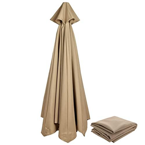 Replacement Umbrella Canopy for 10ft 6 Rib Patio Umbrella Fabric Replacement Outdoor Market Umbrella Top (Canopy Only)(Tan)