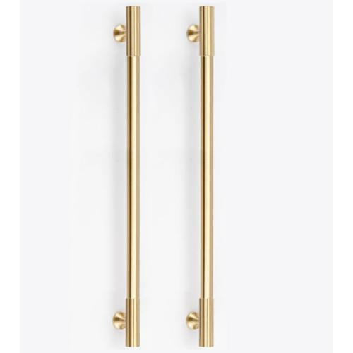 RZDEAL 2pcs Solid Brass Gold Cabinet Pulls, 11-1/4 Inch Hole Centers for Kitchen Cupboard Handles Modern Drawer Dresser Pulls Bathroom Brushed Brass Cabinet Pulls Wardrobe Door Handles