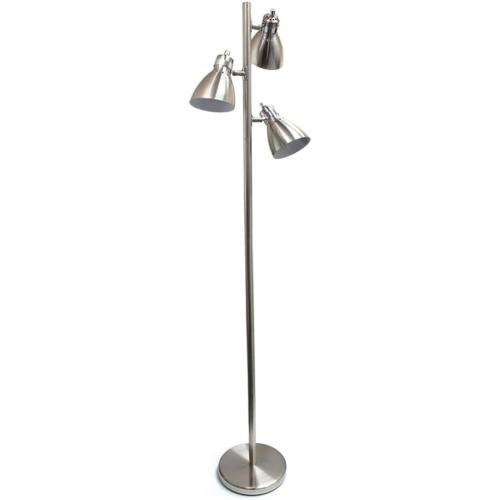 Simple Designs LF2007-BSN Metal 3 Light Tree Floor Lamp, Brushed Nickel