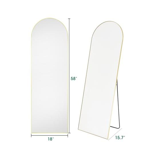Arched Full Length Mirror - 1858 Floor & Wall Mounted Mirror for Bedroom & Living Room, Gold
