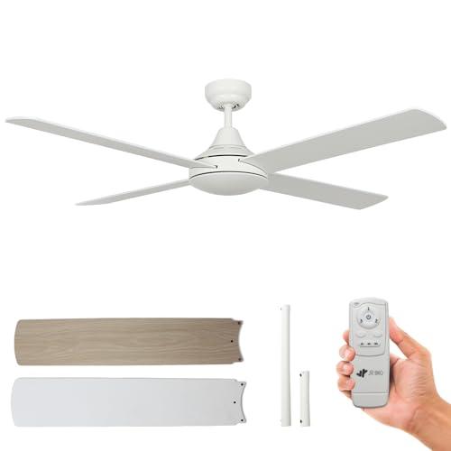 52 Inch Ceiling Fan without lights White finish, Remote Control,Dual Finish Blade, Outdoor/Indoor,ETL Listed, Bedroom,Living Room, Kitchen, Dining Room, Patios, Farmhouse(White without Light)
