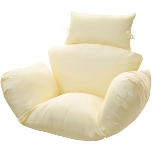 Egg Chair Cushion Replacement 47x31.5 Inch -Thicken Foldable Removable Waterproof Egg Chair Cushions with Headrest, Outdoor Hanging Chair Cushion, Patio Swing Cushions Beige