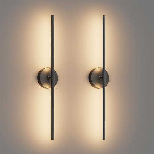 28In Black Wall Sconce Set of Two Hardwired 3000K LED Modern Wall Light Fixture 360° Rotatable for Living Room Hallway Bedroom(2 Pack)