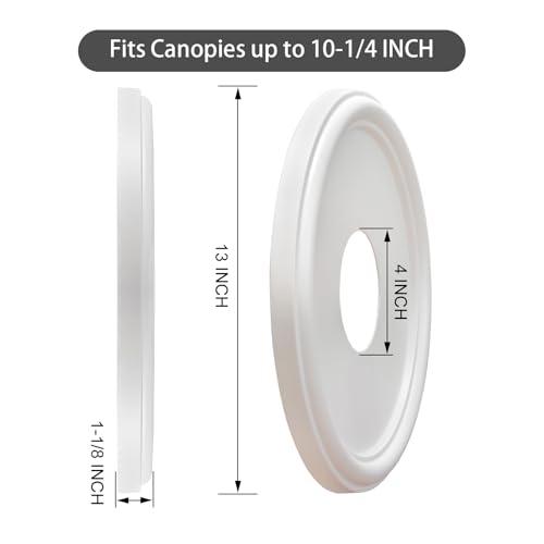 EIFHYT Molded Nylon Ceiling Medallion for Light Fixtures and Ceiling Fans 13OD x 4ID x 1-1/8P (Fits Canopies up to 10-1/4) White