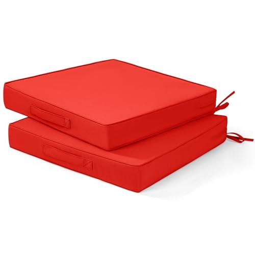 Size 16x16x3 Color Grey mudilun Outdoor Chair Cushions Set of 2 16x16x3 Inch Waterproof Patio Chair Cushions with Handle & Straps Outdoor Seat Cushions for Patio Furniture Garden Sofa Swing Wicker Chair Cushion