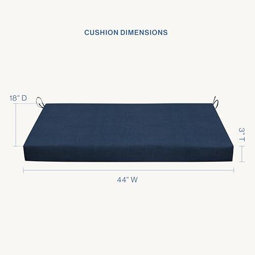 Honeycomb Outdoor Essentials Bench Cushion, 44 x 18, Hampton Texture Navy Seat Pad for Porch Swing and Patio Furniture