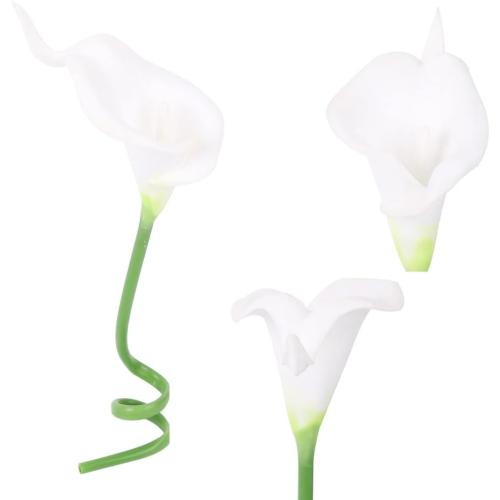IPOPU 24PCS Artificial Flowers Fake Calla Lily Flowers Real Touch Calla Lily Faux Flowers Arrangement Bouquet for Home Garden Office Party Wedding Bouquet Centerpieces Flower Home Decoration (White)
