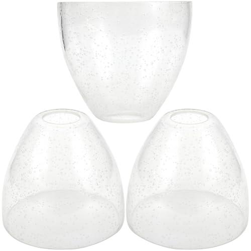 3 Pack Clear Seeded Bubble Bell Glass Lamp Shade Replacement, 1-5/8 Fitter