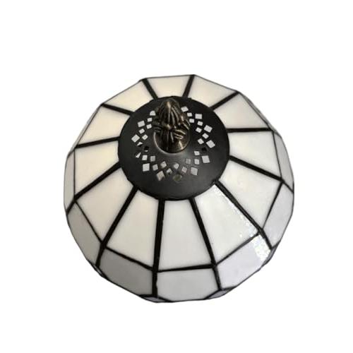 8 Tiffany Style Table Lamp, Vintage Handmade Stained Glass Shade Lighting, Bedroom Bedside Light, Study Desk Lamp, Office Accent Lamp