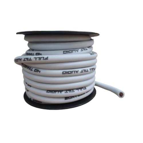 Full Tilt by Sundown Audio 4 AWG OFC Tinned Copper Wire – 50ft Bulk Spool, Ultra-Flexible Car Audio Power/Ground Cable, Anti-Corrosion, 1862 Strands – Matte White