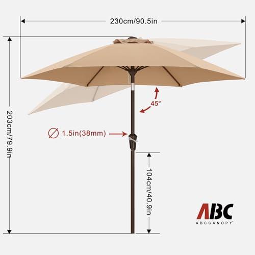 ABCCANOPY 7.5FT OutdoorPatio Umbrella, UV Protection Table Umbrella w/Crank for Easy Set Up, Suitable for Garden, Lawn, Deck & Backyard (Khaki)