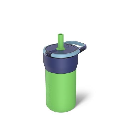 BrüMate Leap 12oz 100% Leakproof Kids Tumbler with Handle and Silicone Soft Straw | Drop Resistant Silicone Sleeve | For Kids 4  | Insulated Stainless Steel | Cup Holder Friendly | 12oz (Neutron)