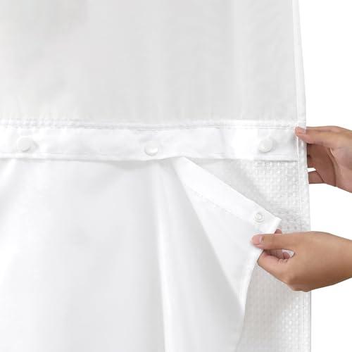 eachope 1 Pack Extra Long Fabric Snap-in Shower Curtain Liner Replacement,Compatible with No Hook Shower Curtain with Snap in Liner, Removable & Water-Repellent,Machine Washable,70x78,White