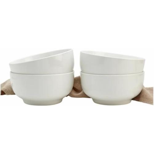 Denmarks 4 Piece All Purpose Bowl Set - Ultra Durable White Porcelain - Chip Resistant, Microwave & Dishwasher Safe - Modern Deep Design for Salad, Pasta & Cerea