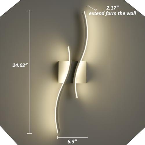 Modern LED Sconce Wall Lighting Indoor 24 Minimalist Industrial White Wall Sconce Hardwire Wall Light for Small Space Bathroom Hallway Staircase Entryway