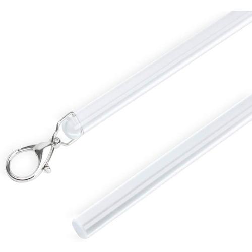 2 Pack Curtain Pull Rod with Metal Snap Invisible Clear Curtain Push Wand for Drapery and Grommet Curtains 1/2 Inch Wide (Acrylic, 40 Inch)