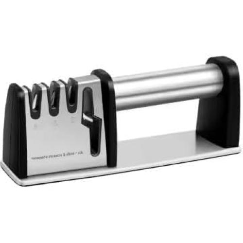 4-in-1 Manual Knife & Scissor Sharpener — 4-Stage Sharpening System with Cut-Resistant Glove | Restores Dull Blades Fast | Non-Slip Base | Silver | Large, 1 Pc