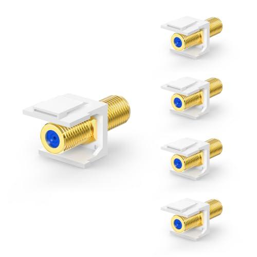 VCE Coax Keystone Jack 3GHz RG6 F-Type Gold-Plated Female Connector 5-Pack