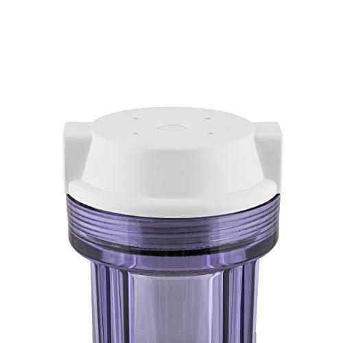 Hydronix HF2-10CLWH12 10 Clear Housing with White Flat Cap, 1/2 Ports