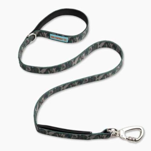 DF Co. Classic Dog Leash | Strain-Free, Shock Resistant, Prevents Jolts, Maintain Control | Durable Waterproof Material with Heavy Duty Clip & D-Ring | Green Camo, Size Regular
