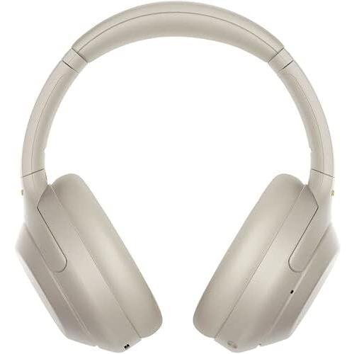 Sony WH-1000XM4 Wireless Noise Canceling Overhead Headphones with Mic for Phone-Call, Voice Control, Silver, with USB Wall Adapter and Microfiber Cleaning Cloth - Bundle