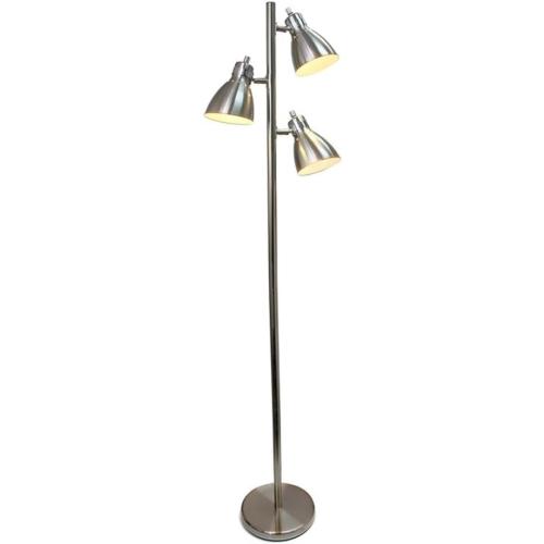 Simple Designs LF2007-BSN Metal 3 Light Tree Floor Lamp, Brushed Nickel