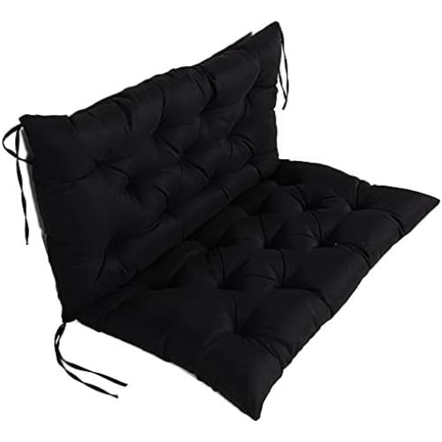 Size Large Color Red Outdoor Bench Cushion 10cm Thick - Soft Seat Pad with Straps for Garden, Patio, Swing Chairs & Recliners - 100x100x10cm Black - Indoor/Outdoor Use