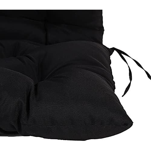 Size Large Color Red Outdoor Bench Cushion 10cm Thick - Soft Seat Pad with Straps for Garden, Patio, Swing Chairs & Recliners - 100x100x10cm Black - Indoor/Outdoor Use