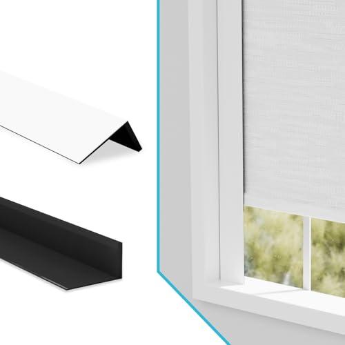 Light Gap Blockers for Window Shades and Blinds, Blackout Light Blocking Strips to Reduce Side Light Leakage, L Shape Blackout Side Tracks for Roller Shades, White 2 Pcs